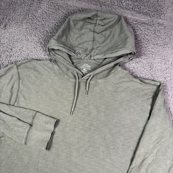 J Crew Hoodie Mens Large Green Lightweight Garment Dyed Slub Cotton Sweatshirt - Picture 1 of 10